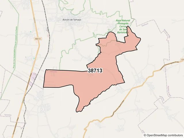Mapa del código postal 38713, Tarimoro, Guanajuato