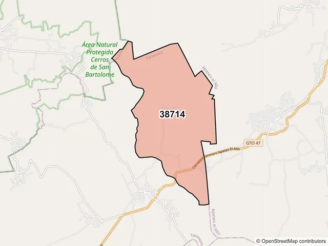 Mapa del código postal 38714, Tarimoro, Guanajuato