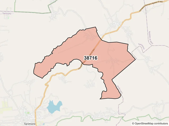 Mapa del código postal 38716, Tarimoro, Guanajuato