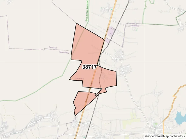 Mapa del código postal 38717, Tarimoro, Guanajuato