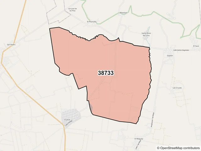 Mapa del código postal 38733, Acámbaro, Guanajuato
