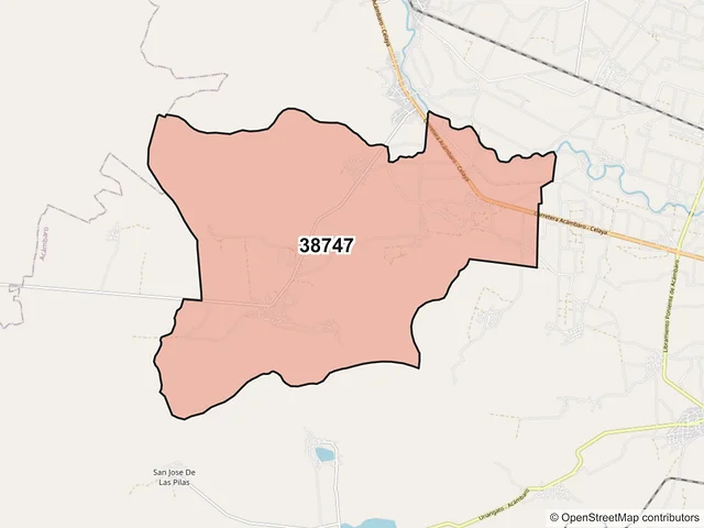 Mapa del código postal 38747, Acámbaro, Guanajuato