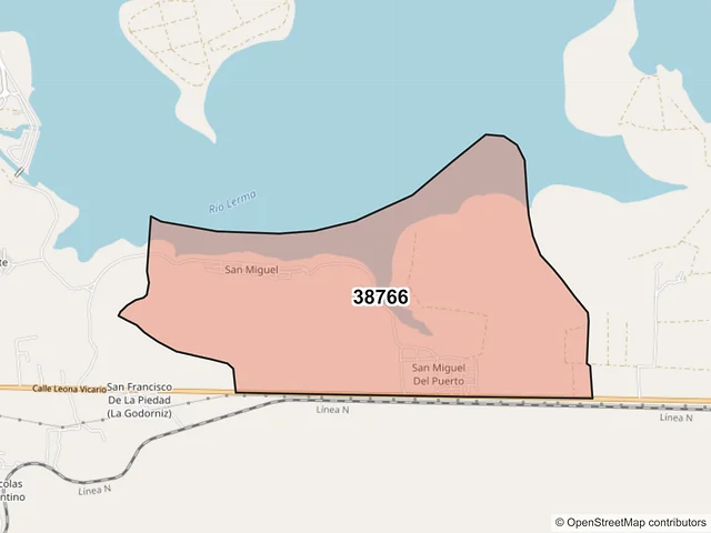 Mapa del código postal 38766, Acámbaro, Guanajuato
