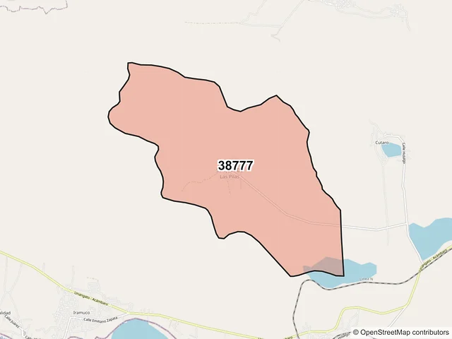 Mapa del código postal 38777, Acámbaro, Guanajuato