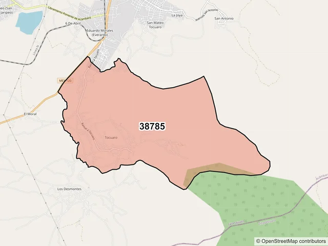 Mapa del código postal 38785, Acámbaro, Guanajuato