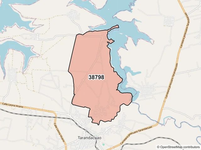 Mapa del código postal 38798, Tarandacuao, Guanajuato