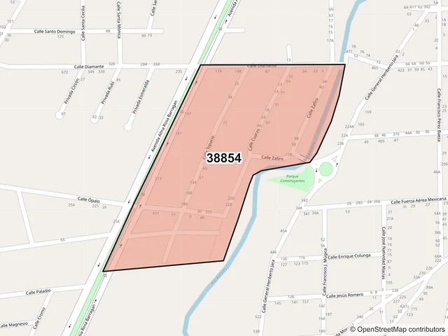 Mapa del código postal 38854, Moroleón, Guanajuato