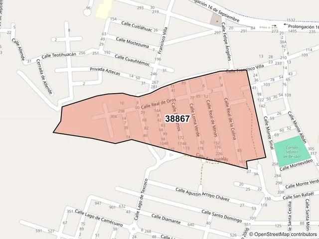 Mapa del código postal 38867, Moroleón, Guanajuato