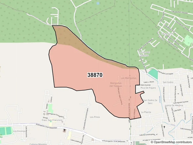 Mapa del código postal 38870, Moroleón, Guanajuato