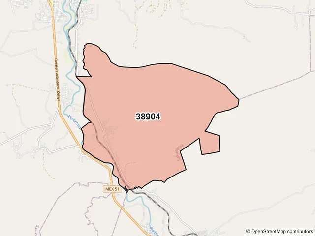Mapa del código postal 38904, Salvatierra, Guanajuato