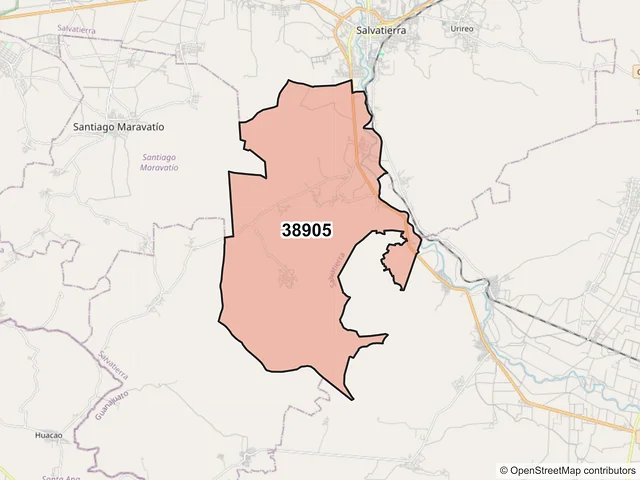 Mapa del código postal 38905, Salvatierra, Guanajuato
