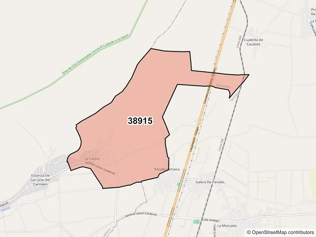 Mapa del código postal 38915, Salvatierra, Guanajuato