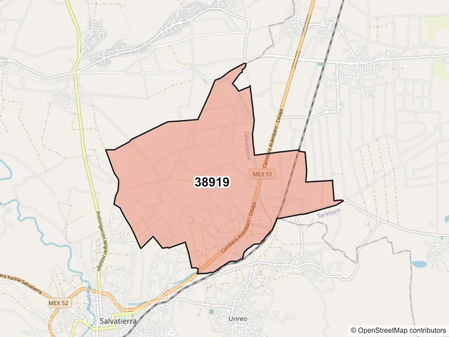 Mapa del código postal 38919, Salvatierra, Guanajuato