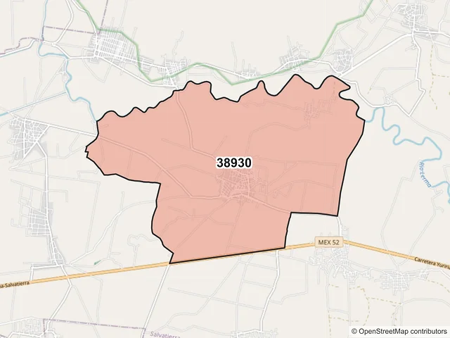 Mapa del código postal 38930, Salvatierra, Guanajuato