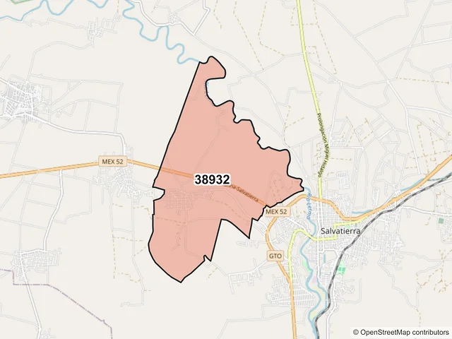 Mapa del código postal 38932, Salvatierra, Guanajuato
