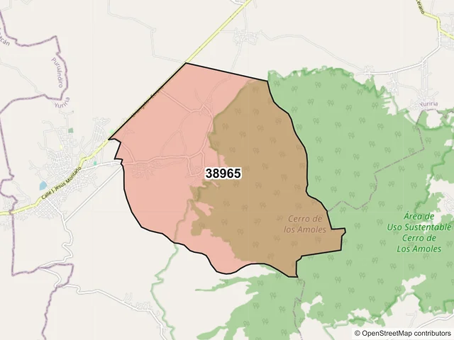 Mapa del código postal 38965, Yuriria, Guanajuato