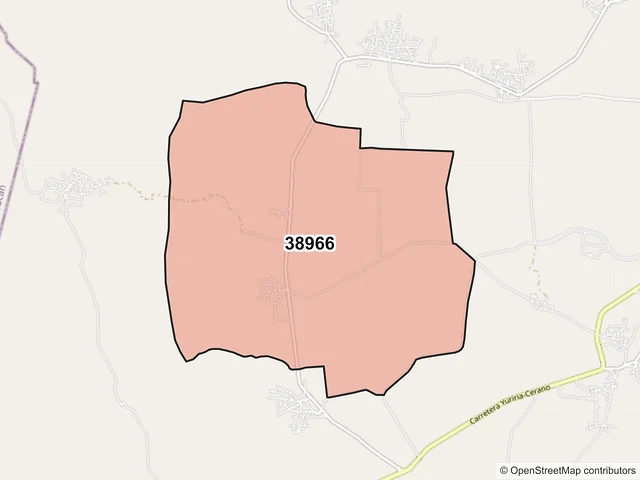 Mapa del código postal 38966, Yuriria, Guanajuato