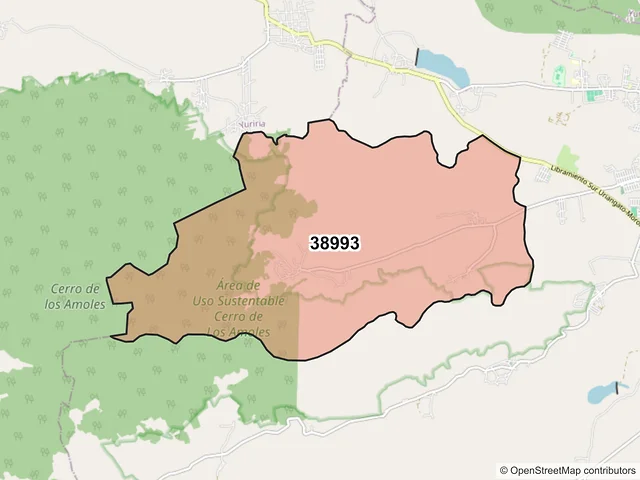 Mapa del código postal 38993, Moroleón, Guanajuato