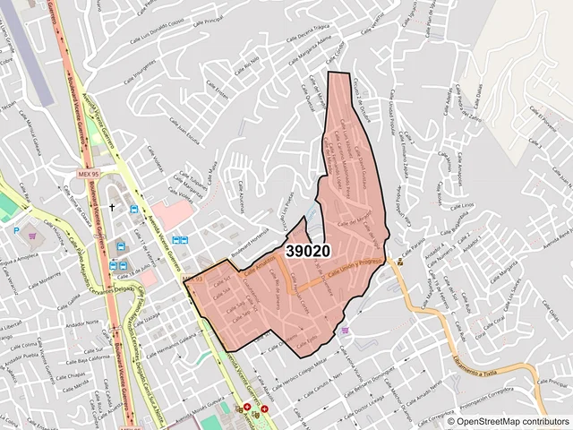 Mapa del código postal 39020, Chilpancingo de los Bravo, Guerrero