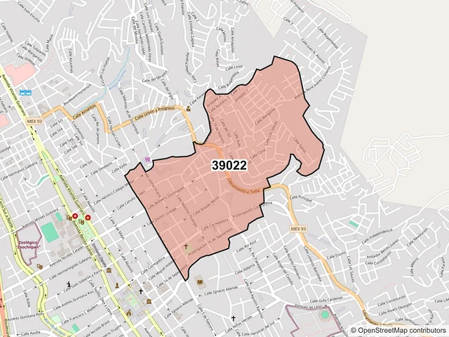 Mapa del código postal 39022, Chilpancingo de los Bravo, Guerrero