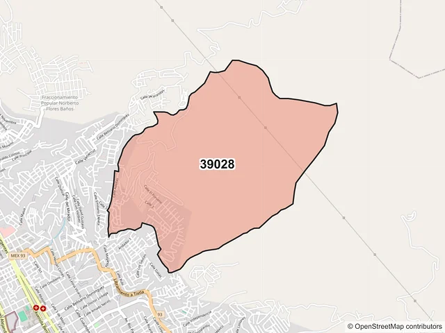 Mapa del código postal 39028, Chilpancingo de los Bravo, Guerrero