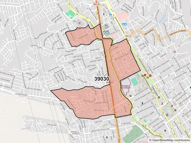 Mapa del código postal 39030, Chilpancingo de los Bravo, Guerrero