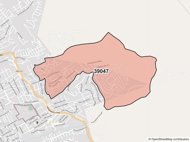 Mapa del código postal 39047, Chilpancingo de los Bravo, Guerrero