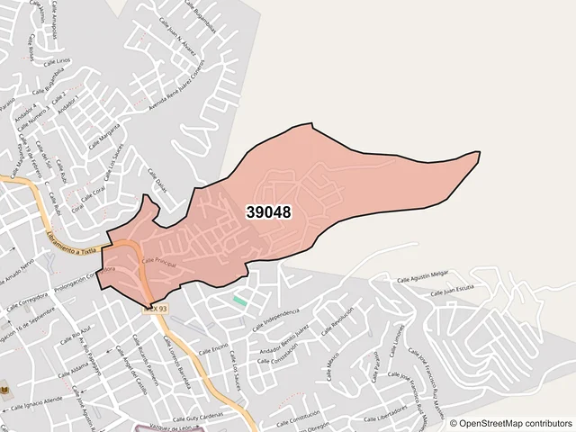 Mapa del código postal 39048, Chilpancingo de los Bravo, Guerrero
