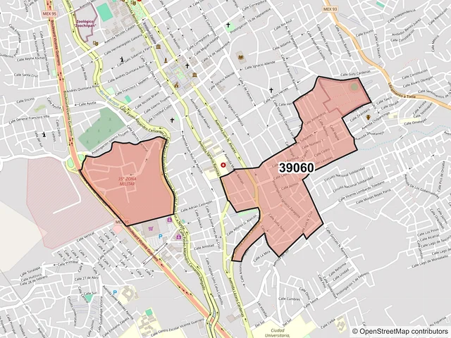 Mapa del código postal 39060, Chilpancingo de los Bravo, Guerrero