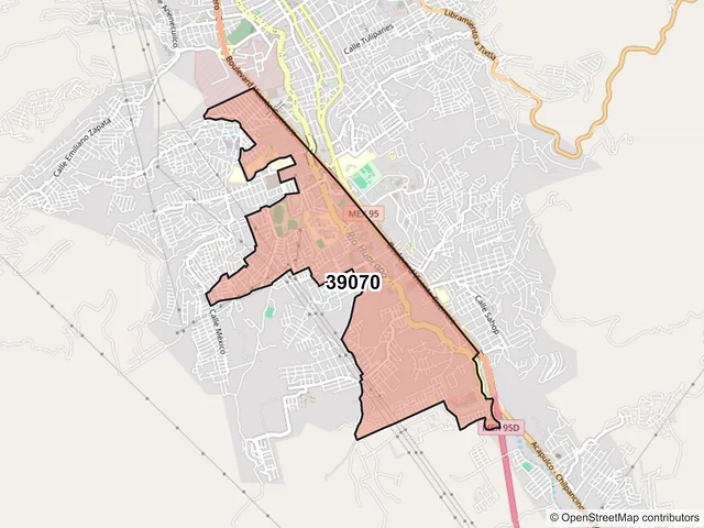 Mapa del código postal 39070, Chilpancingo de los Bravo, Guerrero