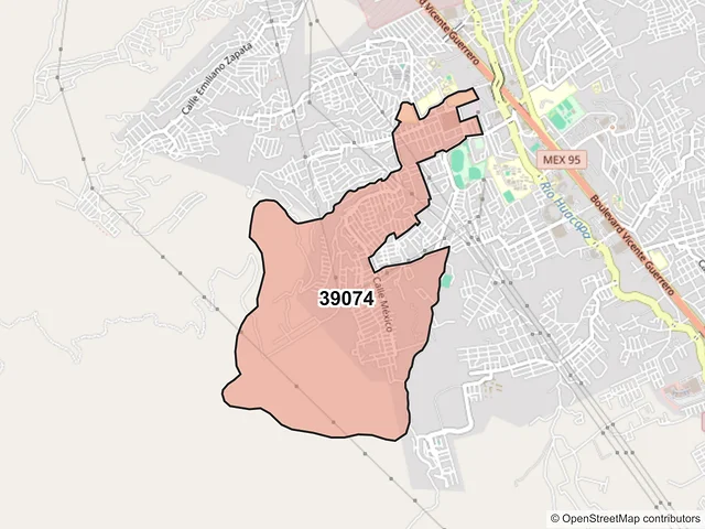 Mapa del código postal 39074, Chilpancingo de los Bravo, Guerrero