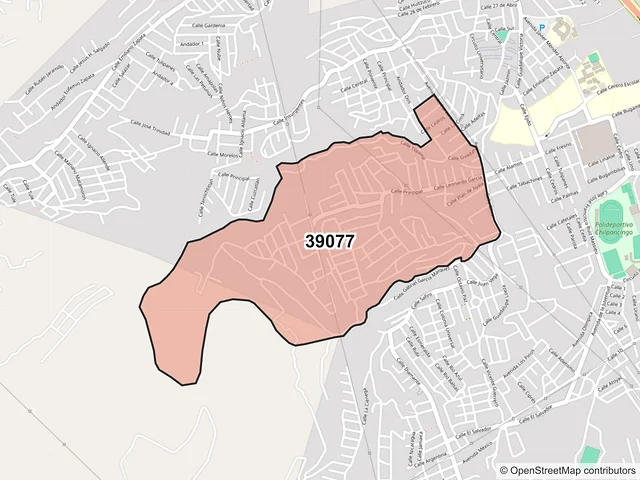 Mapa del código postal 39077, Chilpancingo de los Bravo, Guerrero