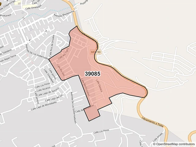 Mapa del código postal 39085, Chilpancingo de los Bravo, Guerrero