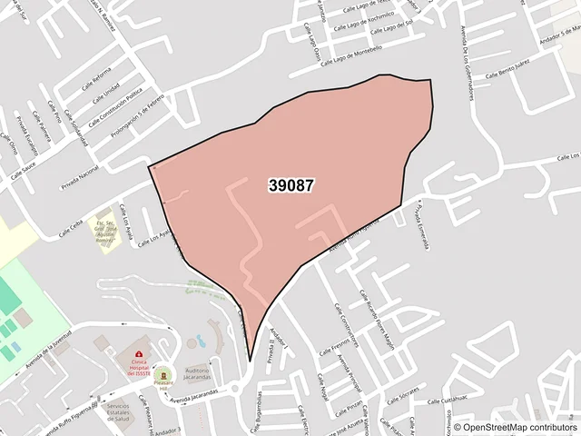 Mapa del código postal 39087, Chilpancingo de los Bravo, Guerrero