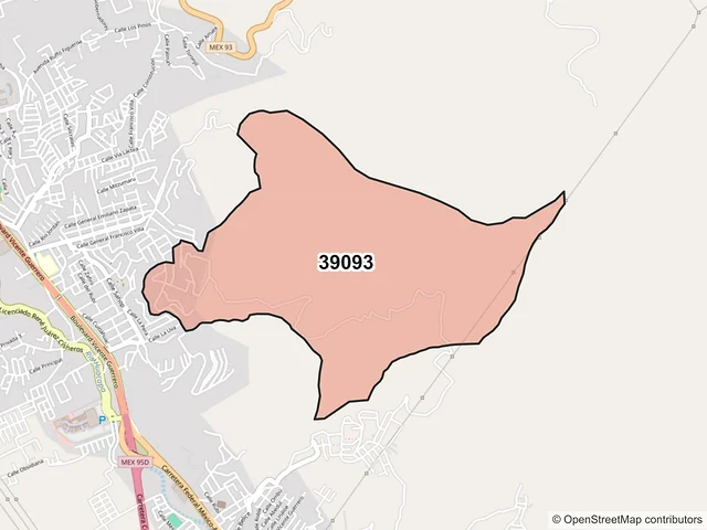 Mapa del código postal 39093, Chilpancingo de los Bravo, Guerrero