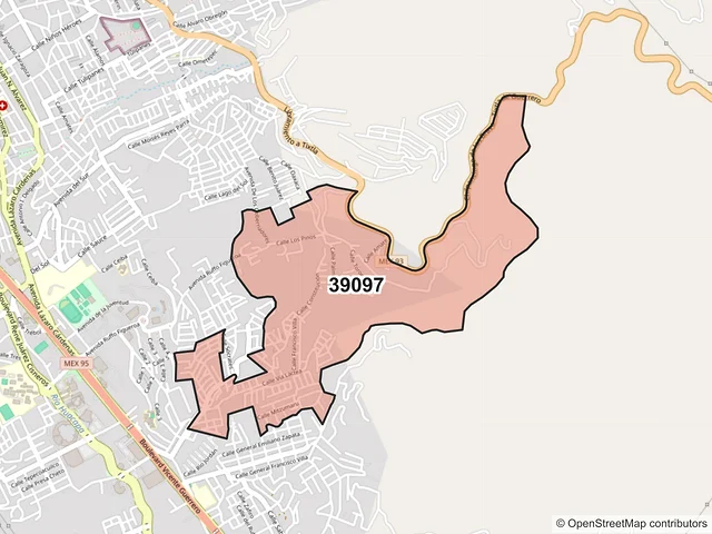 Mapa del código postal 39097, Chilpancingo de los Bravo, Guerrero