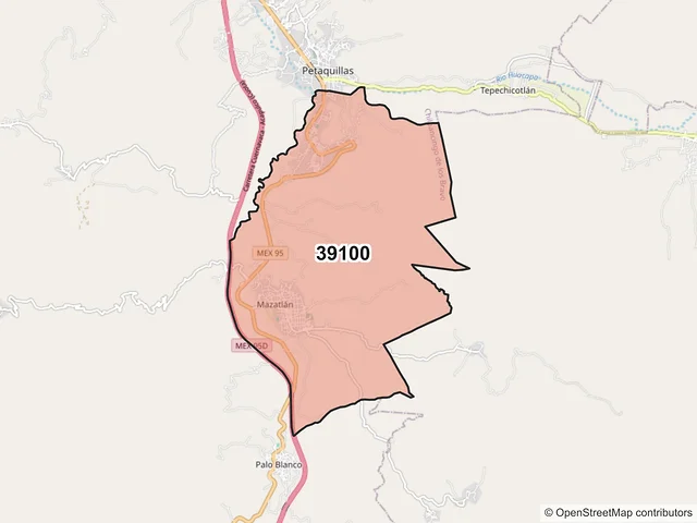 Mapa del código postal 39100, Chilpancingo de los Bravo, Guerrero