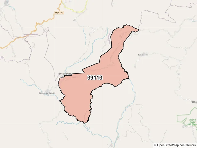 Mapa del código postal 39113, Chilpancingo de los Bravo, Guerrero