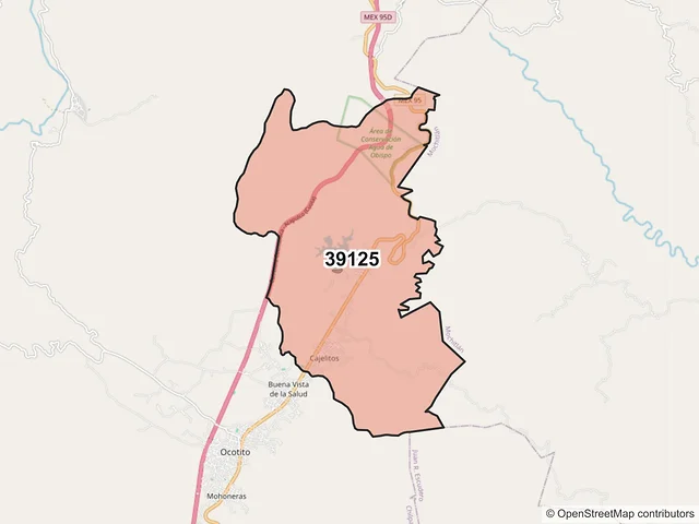 Mapa del código postal 39125, Chilpancingo de los Bravo, Guerrero