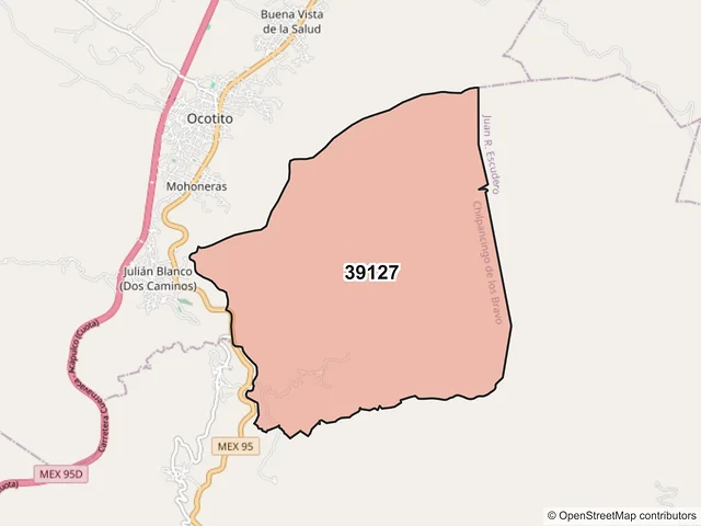 Mapa del código postal 39127, Chilpancingo de los Bravo, Guerrero