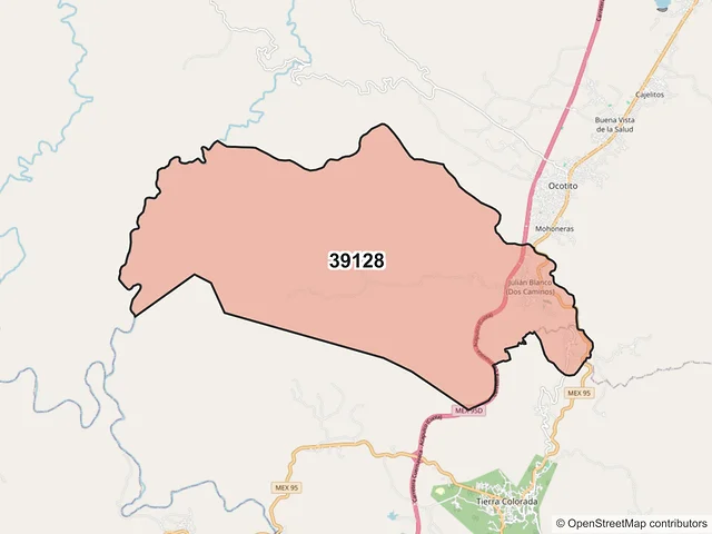 Mapa del código postal 39128, Chilpancingo de los Bravo, Guerrero