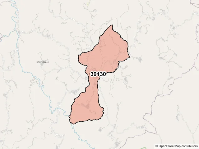 Mapa del código postal 39130, General Heliodoro Castillo, Guerrero