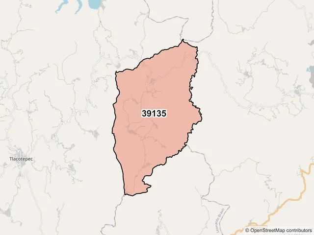 Mapa del código postal 39135, General Heliodoro Castillo, Guerrero