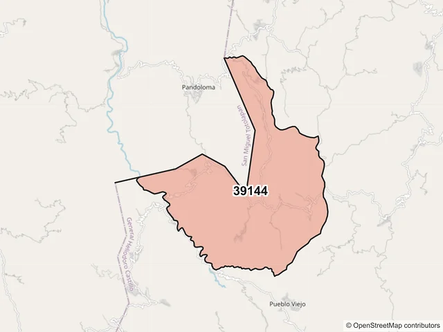 Mapa del código postal 39144, General Heliodoro Castillo, Guerrero