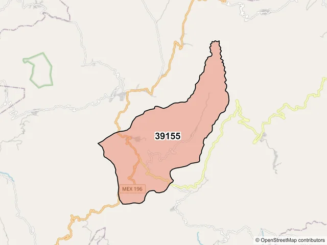 Mapa del código postal 39155, Leonardo Bravo, Guerrero