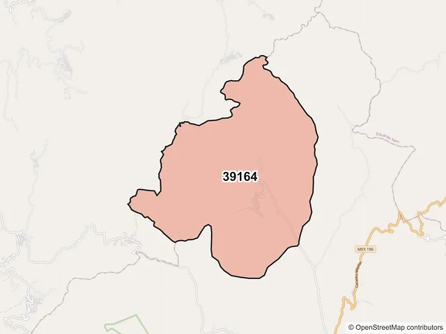 Mapa del código postal 39164, Leonardo Bravo, Guerrero