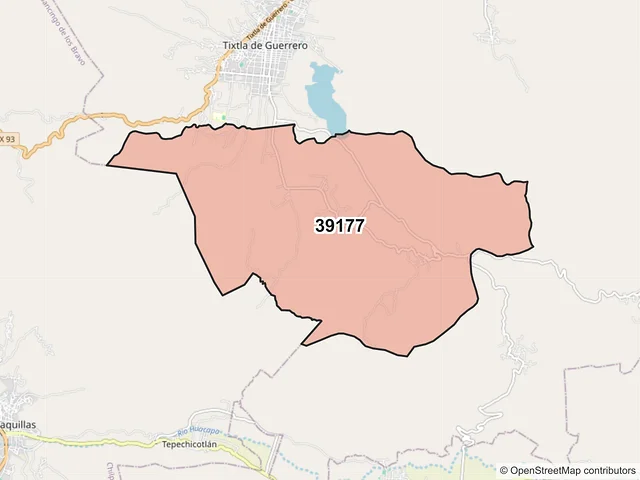 Mapa del código postal 39177, Tixtla de Guerrero, Guerrero