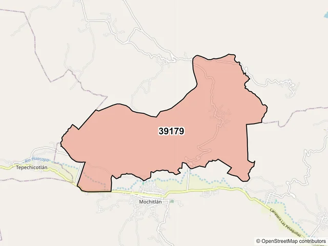Mapa del código postal 39179, Tixtla de Guerrero, Guerrero