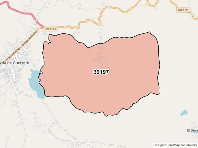 Mapa del código postal 39197, Tixtla de Guerrero, Guerrero