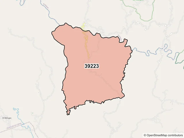 Mapa del código postal 39223, Ayutla de los Libres, Guerrero